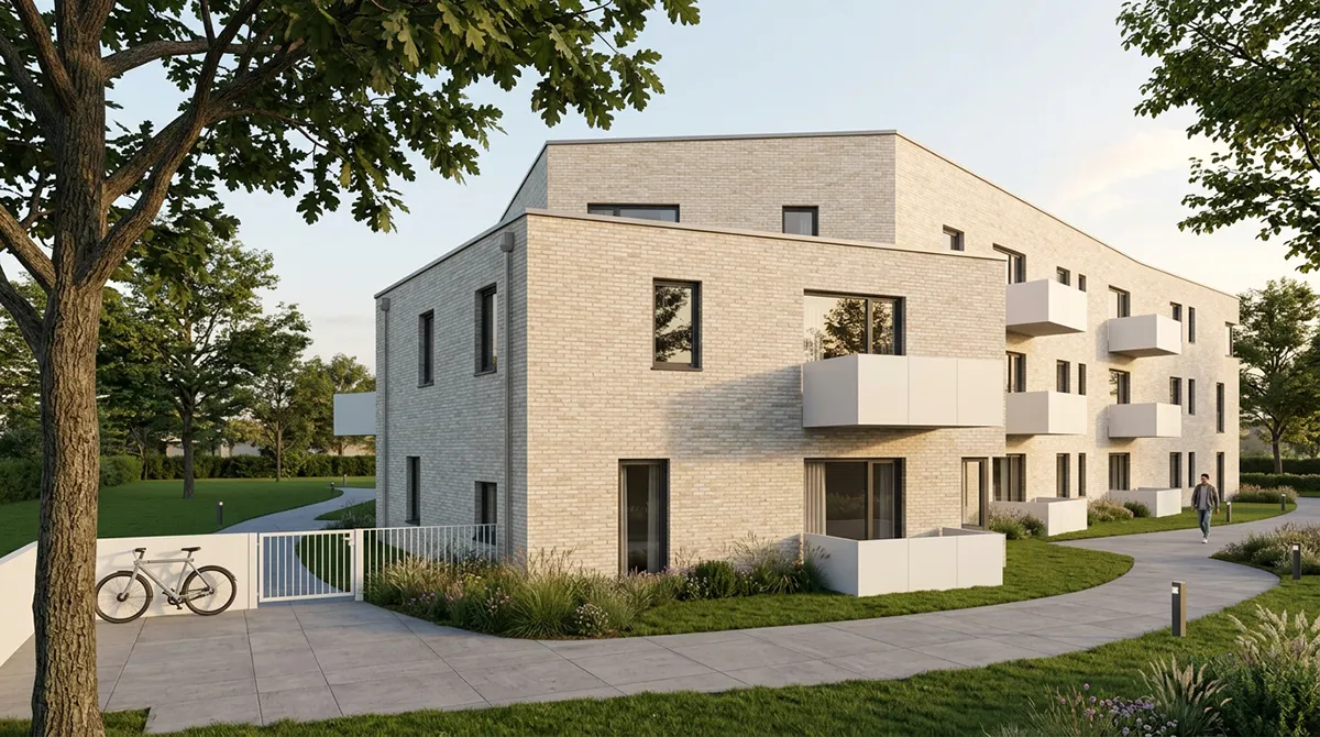 Modernes Wohnen in Selent — Eingangsseite mit Gartenanlage